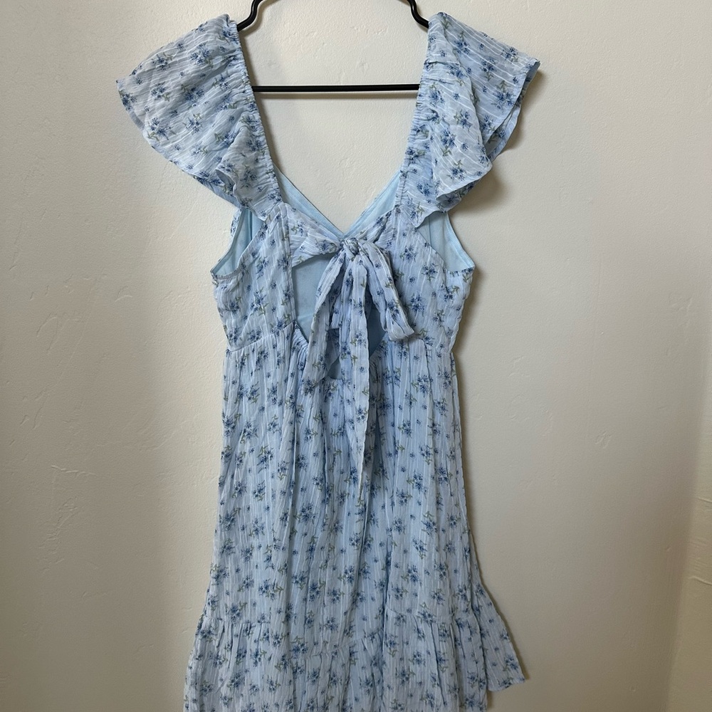 Floral Blue Ruffle Dress - Picture 2 of 2